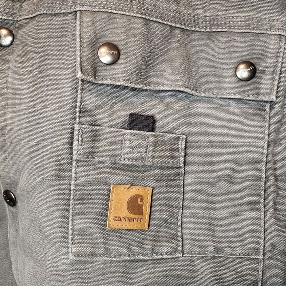 Vintage Carhartt Jacket Sherpa Lined Snap Up Hooded J284-GVL Gravel Mens Large - Picture 4 of 11